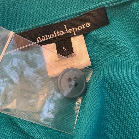 NWT! Neiman Marcus Tag! Nanette Lepore Teal Bow Cardigan SMALL - Picture 5 of 14